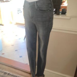 Frame black skinny high rise crop jeans.